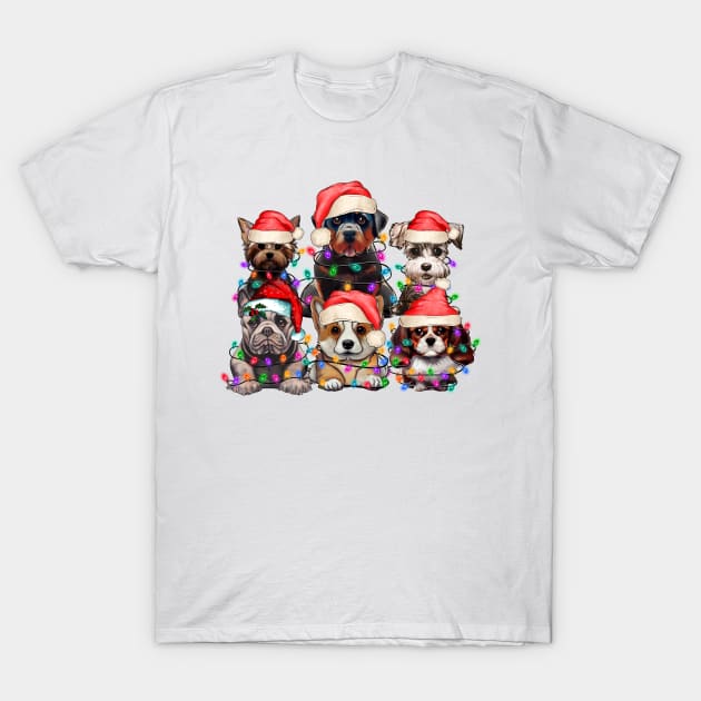 Kawaii Puppy Dogs Family Christmas Photo T-Shirt by Etopix